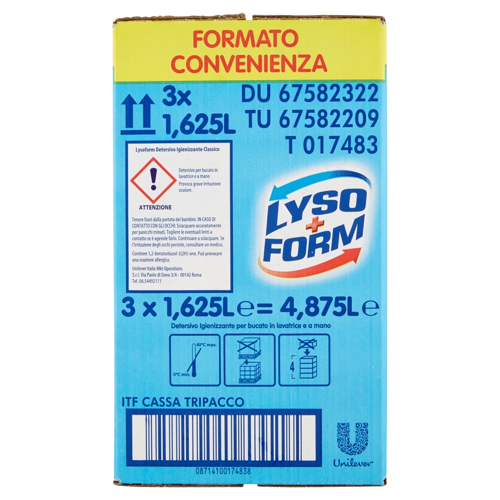 Lysoform Detersivo Lavatrice Classico 3 x 1,625 L